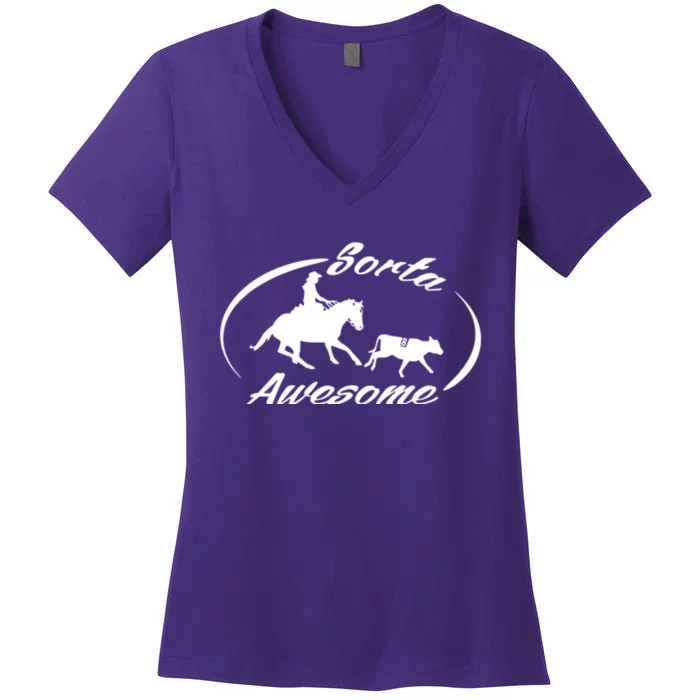 Sorta Awesome Ranch Sorting Western Horse Funny Cow Country Women's V-Neck T-Shirt