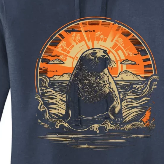 Seal Animal Retro Style Graphic Tee for Boy Girl Women's Pullover Hoodie