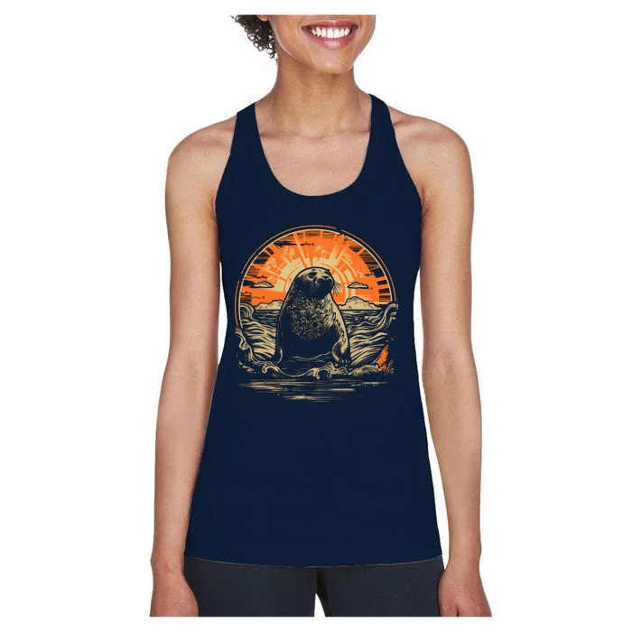 Seal Animal Retro Style Graphic Tee for Boy Girl Women's Racerback Tank