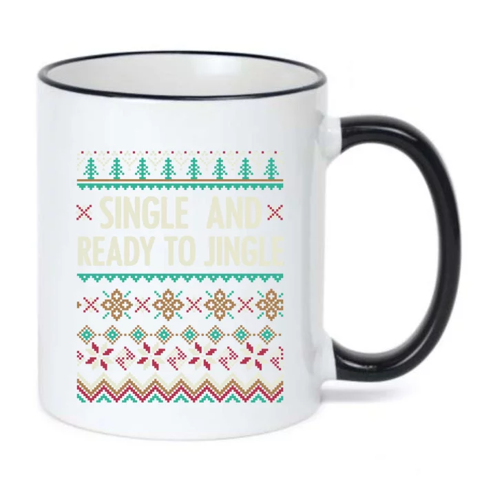 Single And Ready To Jingle Ugly Sweater Christmas Gift Black Color Changing Mug