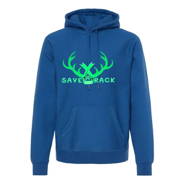 Save A Rack Cute Gift Pink Breast Cancer Awareness Antlers Gift Premium Hoodie