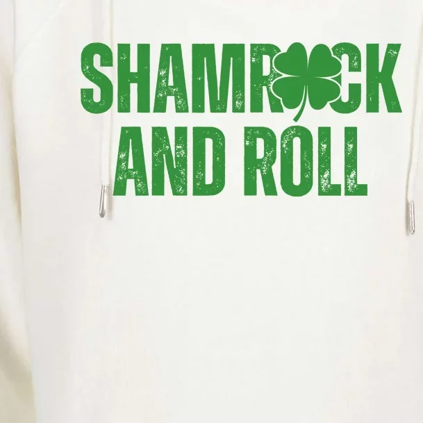 Shamrock And Roll St Patricks Day Womens Funnel Neck Pullover Hood