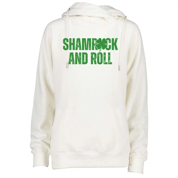 Shamrock And Roll St Patricks Day Womens Funnel Neck Pullover Hood