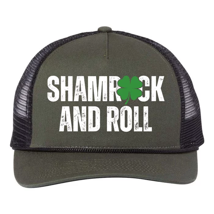 Shamrock And Roll St Patricks Day Retro Rope Trucker Hat Cap