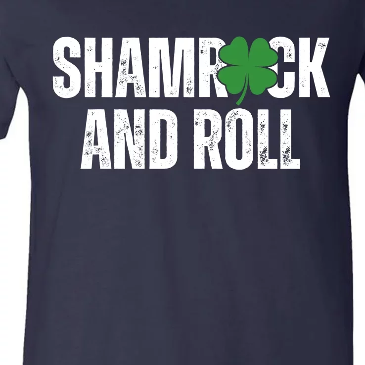 Shamrock And Roll St Patricks Day V-Neck T-Shirt