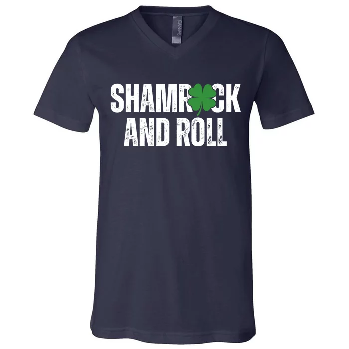 Shamrock And Roll St Patricks Day V-Neck T-Shirt