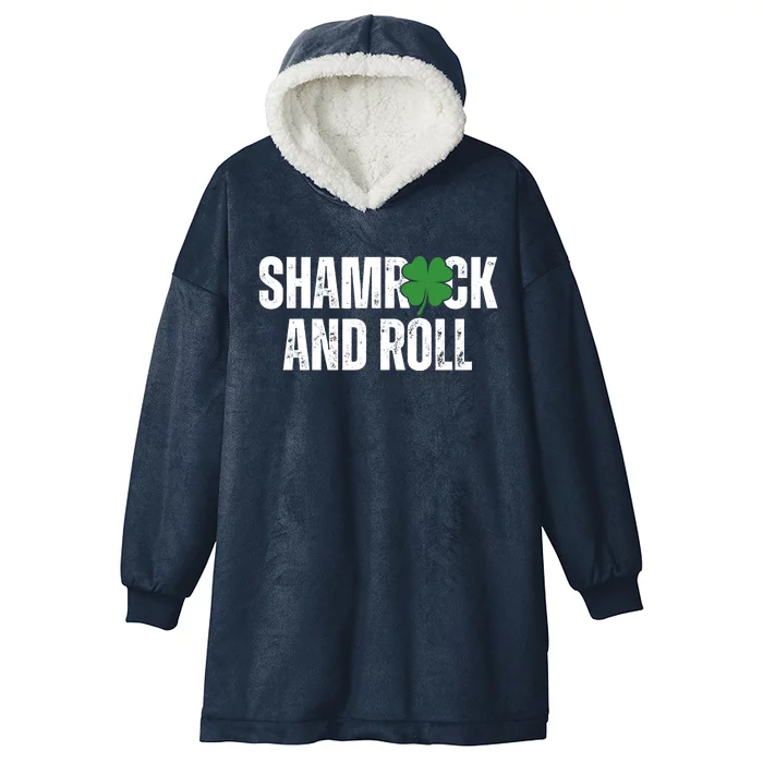 Shamrock And Roll St Patricks Day Hooded Wearable Blanket