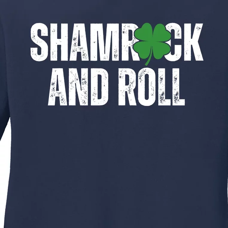 Shamrock And Roll St Patricks Day Ladies Long Sleeve Shirt