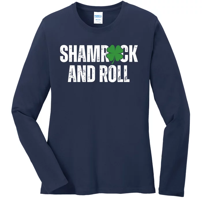 Shamrock And Roll St Patricks Day Ladies Long Sleeve Shirt