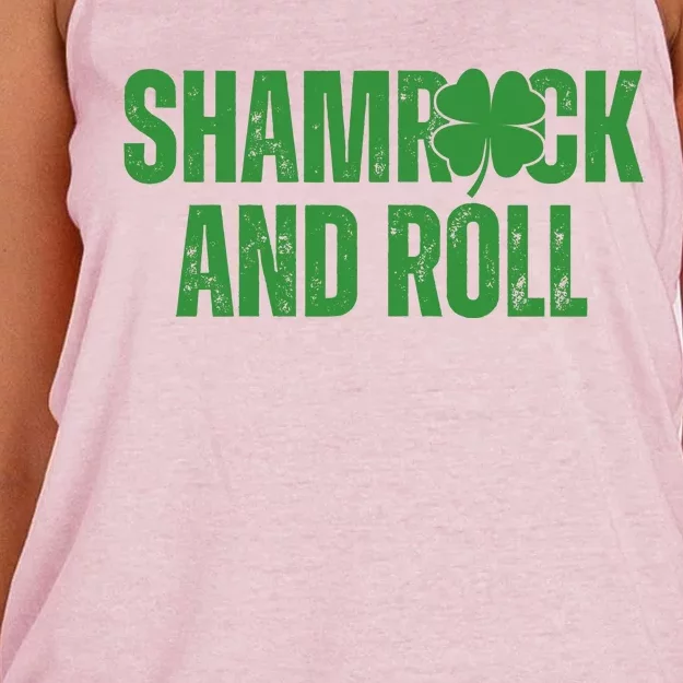 Shamrock And Roll St Patricks Day Women's Knotted Racerback Tank