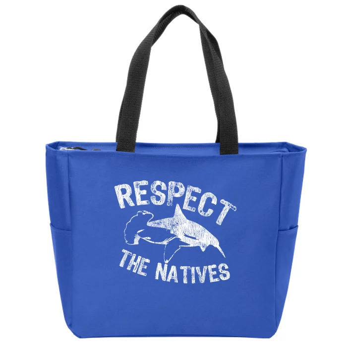 Shark Appreciation Respect The Natives Ocean Awareness Gift Zip Tote Bag