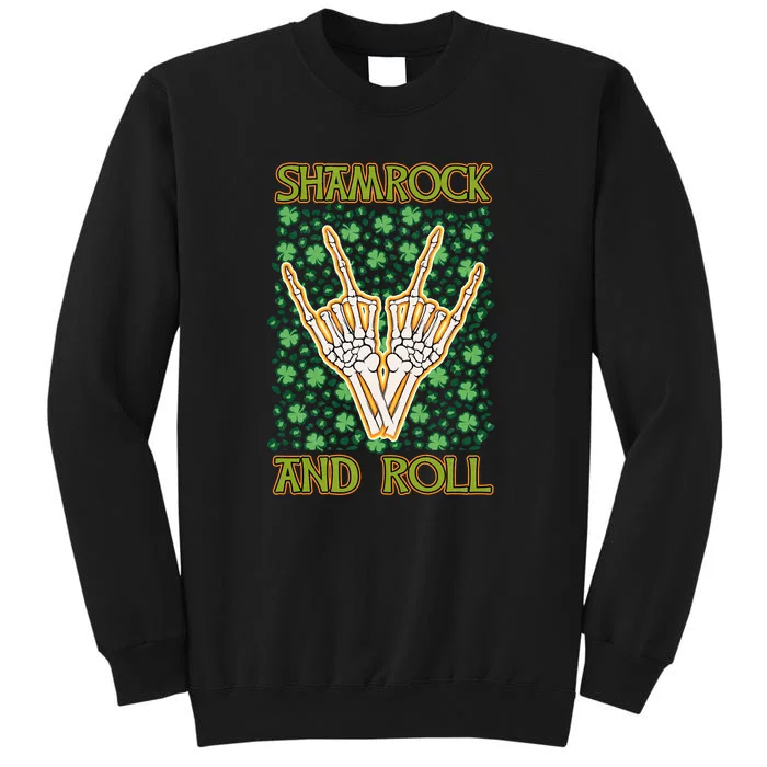 Shamrock And Roll St. Patrick's Day Irish Music Funny Skeleton Tall Sweatshirt