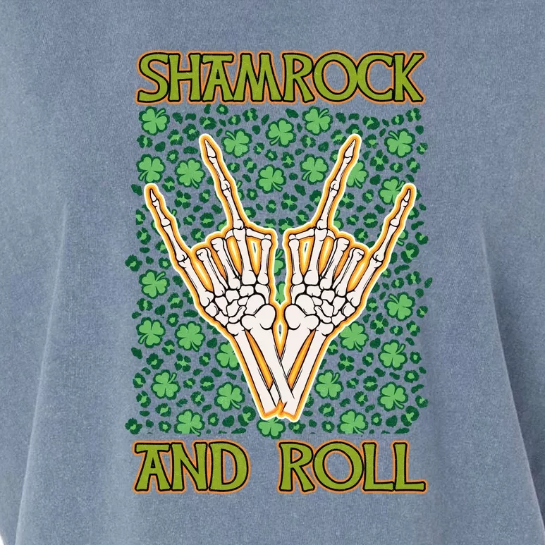 Shamrock And Roll St. Patrick's Day Irish Music Funny Skeleton Garment-Dyed Women's Muscle Tee