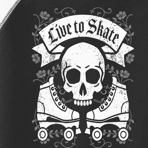 Skull And Roller Skates Live To Skate Goth Punk Roller Derby Toddler Fine Jersey T-Shirt