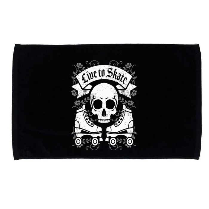 Skull And Roller Skates Live To Skate Goth Punk Roller Derby Microfiber Hand Towel