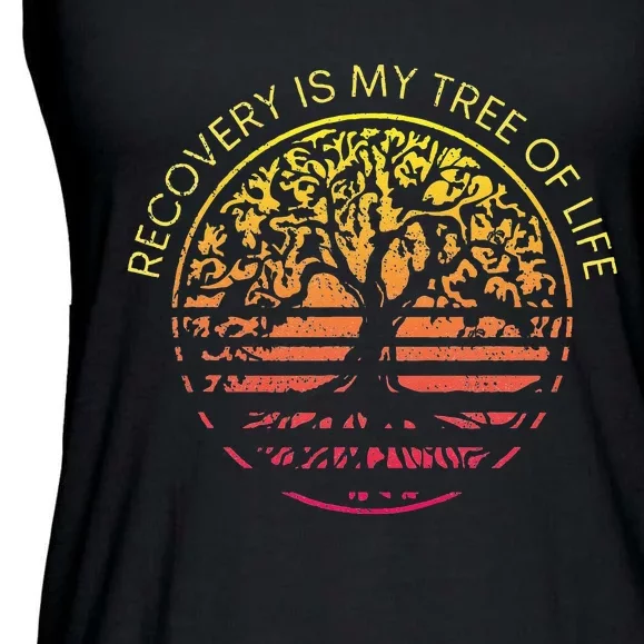 Sober Anniversary Recovery Is My Tree Of Life Sober Living Ladies Essential Flowy Tank