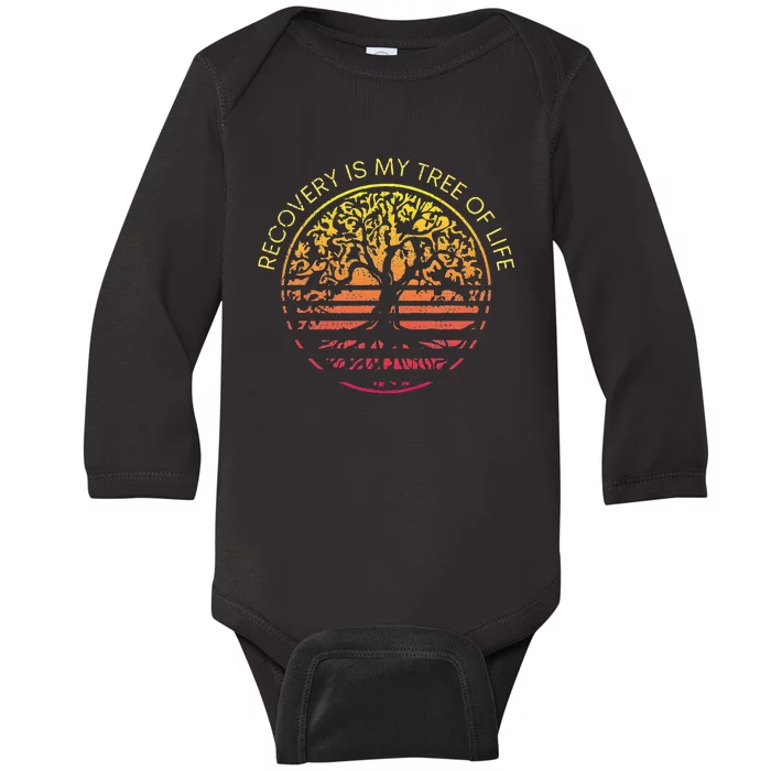 Sober Anniversary Recovery Is My Tree Of Life Sober Living Baby Long Sleeve Bodysuit