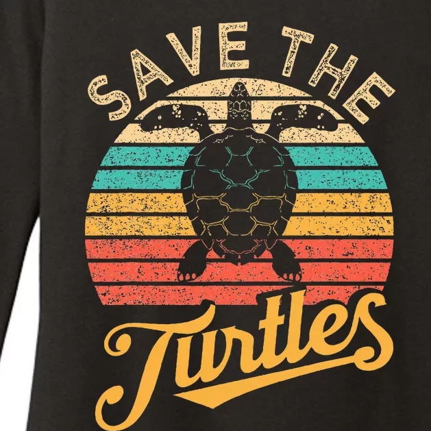 Save Animal Rights Sea Turtle Retro Style Gift Womens CVC Long Sleeve Shirt