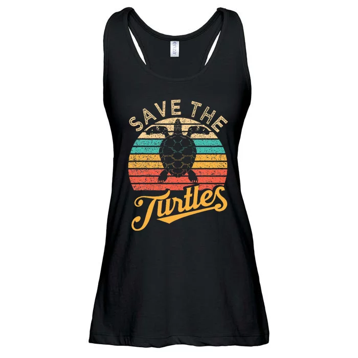 Save Animal Rights Sea Turtle Retro Style Gift Ladies Essential Flowy Tank