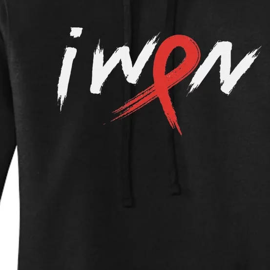 Stroke Awareness Red Ribbon I Won Brain Aneurysm Support Women's Pullover Hoodie