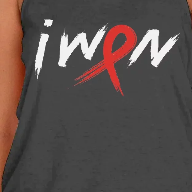 Stroke Awareness Red Ribbon I Won Brain Aneurysm Support Women's Knotted Racerback Tank