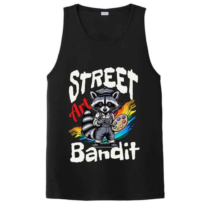 Street Art Raccoon Graffiti Style Urban Performance Tank