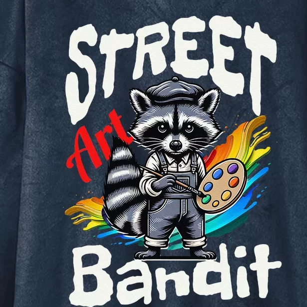 Street Art Raccoon Graffiti Style Urban Hooded Wearable Blanket