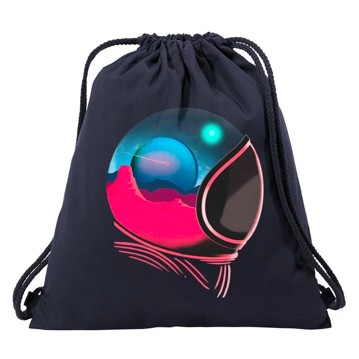 Space Adventure Red Planet Astronaut Drawstring Bag