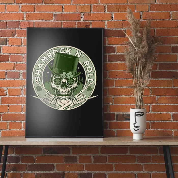 Shamrock and Roll - Rock and Roll Saint Patrick's Day Skull Premium Poster