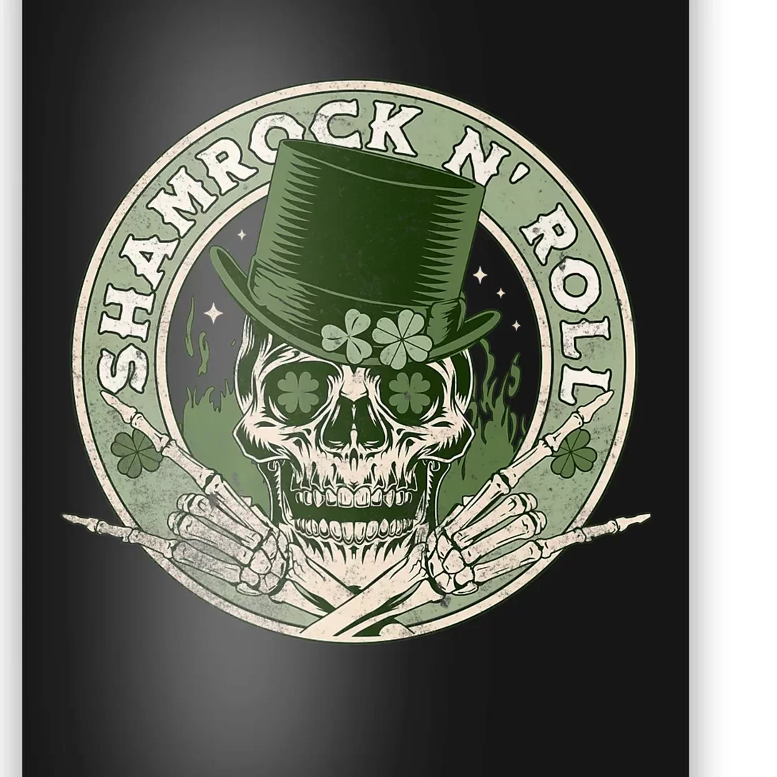 Shamrock and Roll - Rock and Roll Saint Patrick's Day Skull Premium Poster