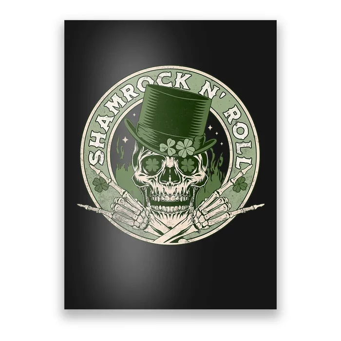 Shamrock and Roll - Rock and Roll Saint Patrick's Day Skull Premium Poster