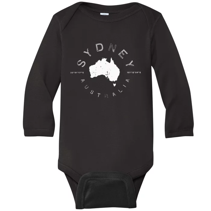 Sydney Australia Retro Vintage Baby Long Sleeve Bodysuit