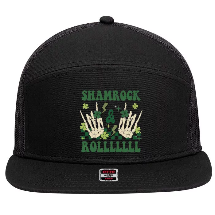 ShamRock And Roll Funny St. Patrick's Day 7 Panel Mesh Trucker Snapback Hat