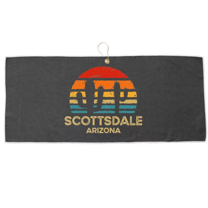 Scottsdale Arizona Retro Sunset Large Microfiber Waffle Golf Towel