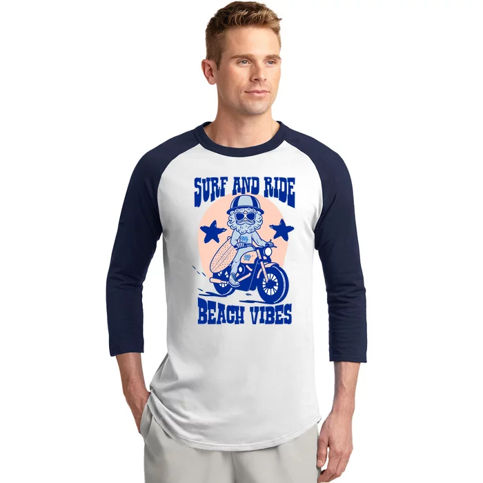 Surf And Ride Beach Vibes Baseball Sleeve Shirt