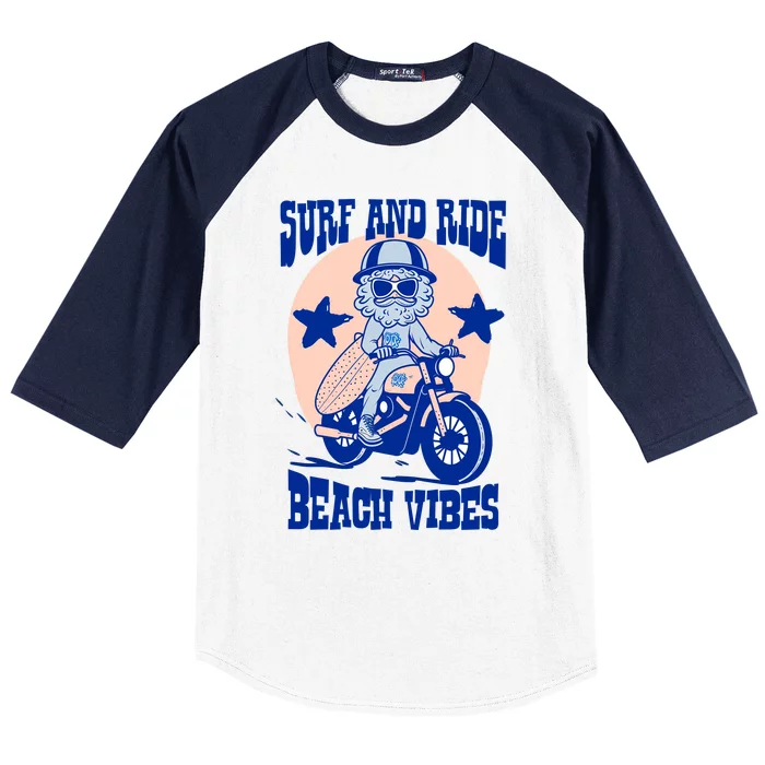 Surf And Ride Beach Vibes Baseball Sleeve Shirt