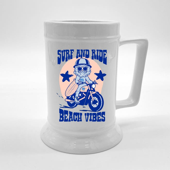 Surf And Ride Beach Vibes Front & Back Beer Stein