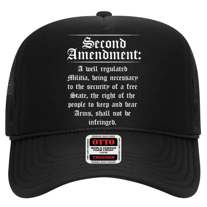 Second Amendment Rights Proud 2a Pro Gun Rights American High Crown Mesh Trucker Hat