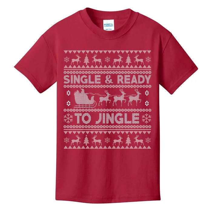 Single And Ready To Jingle Funny Ugly Christmas Sweater Kids T-Shirt