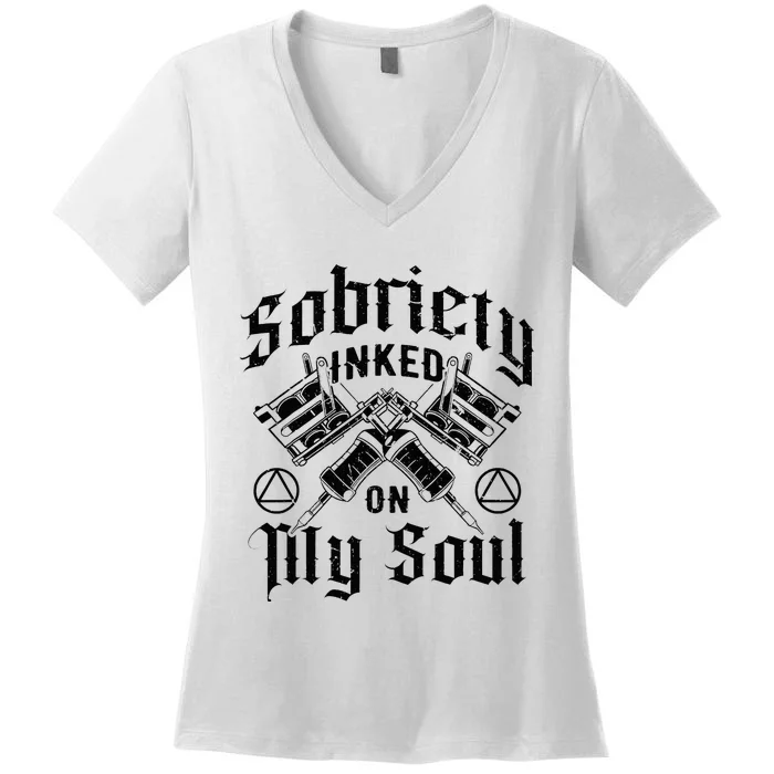 Sobriety Addiction Recovery Alcoholic Sober Living Women's V-Neck T-Shirt