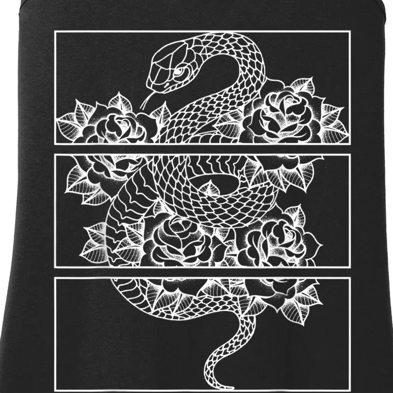 Snake And Roses Soft Grunge Aesthetic Ladies Essential Tank