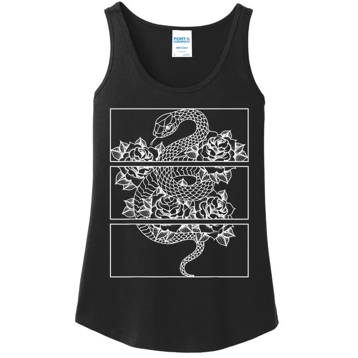 Snake And Roses Soft Grunge Aesthetic Ladies Essential Tank