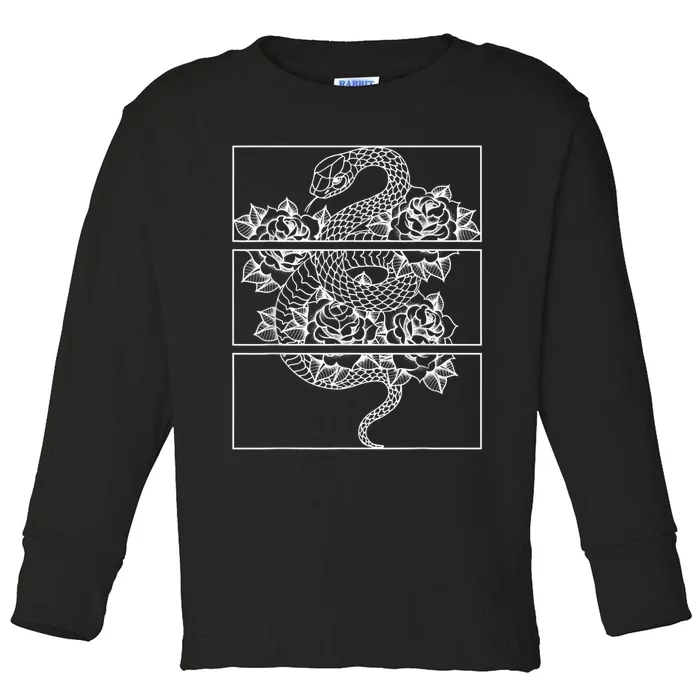 Snake And Roses Soft Grunge Aesthetic Toddler Long Sleeve Shirt