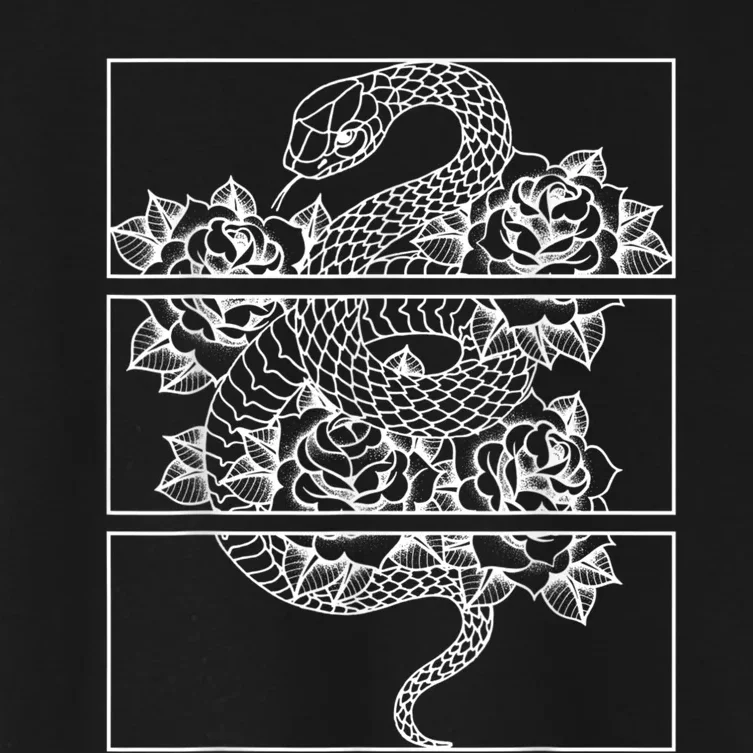 Snake And Roses Soft Grunge Aesthetic Women's Crop Top Tee