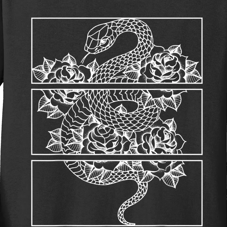 Snake And Roses Soft Grunge Aesthetic Kids Long Sleeve Shirt