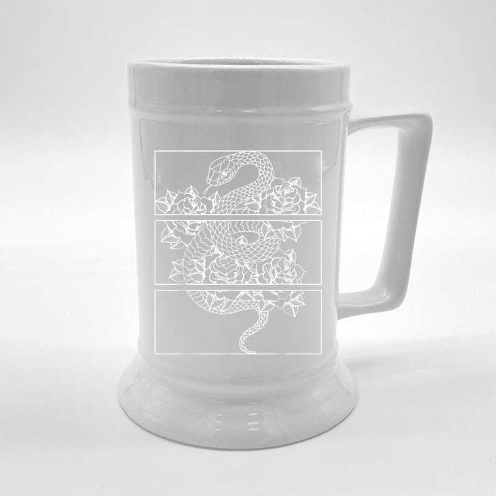 Snake And Roses Soft Grunge Aesthetic Front & Back Beer Stein