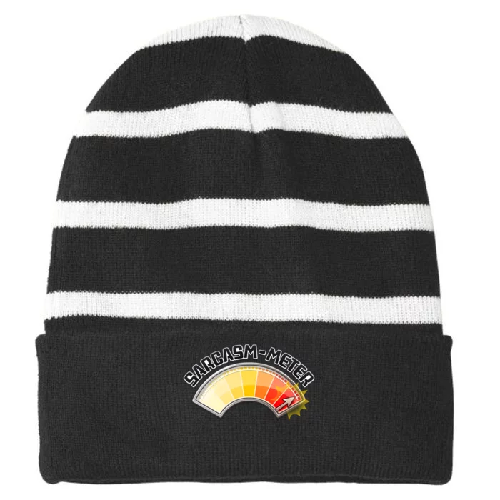 Sarcasm Meter High Striped Beanie with Solid Band