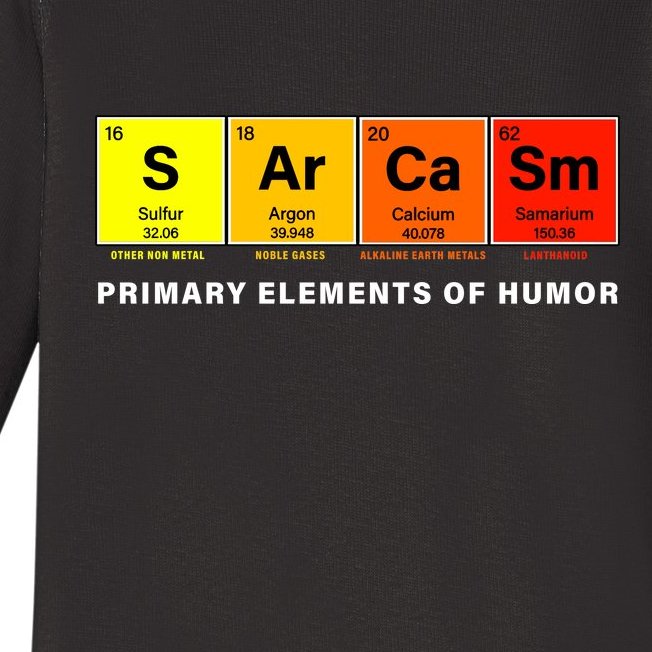 Sarcasm Primary Elements of Humor Baby Long Sleeve Bodysuit