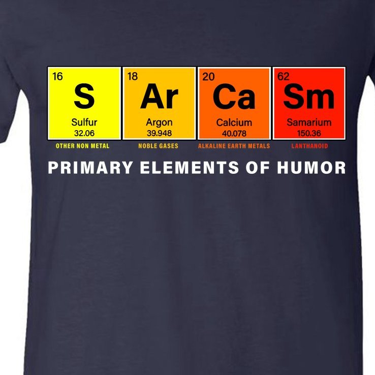 Sarcasm Primary Elements of Humor V-Neck T-Shirt