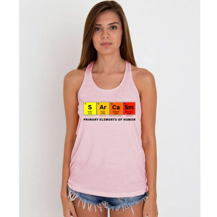 Sarcasm Primary Elements of Humor Women's Knotted Racerback Tank